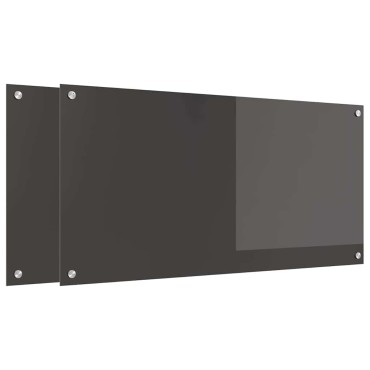 vidaXL Πλάτη κουζίνας 2 τμχ. Σκούρο Γκρι 100 x 50 cm σκληρυμένο γυαλί