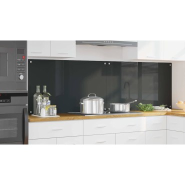 vidaXL Πλάτη κουζίνας 2 τμχ. Σκούρο Γκρι 100 x 60 cm σκληρυμένο γυαλί