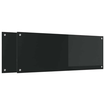 vidaXL Πλάτη κουζίνας 2 τμχ. Μαύρο 110 x 40 cm σκληρυμένο γυαλί