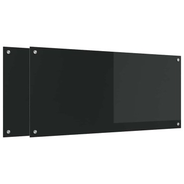 vidaXL Πλάτη κουζίνας 2 τμχ. Μαύρο 110 x 50 cm σκληρυμένο γυαλί