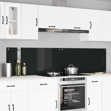 vidaXL Πλάτη κουζίνας 2 τμχ. Μαύρο 110 x 50 cm σκληρυμένο γυαλί