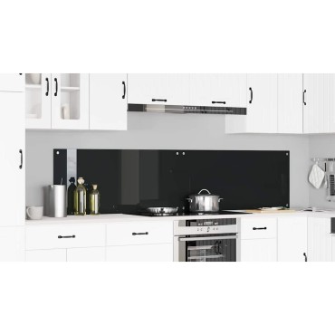 vidaXL Πλάτη κουζίνας 2 τμχ. Μαύρο 110 x 50 cm σκληρυμένο γυαλί