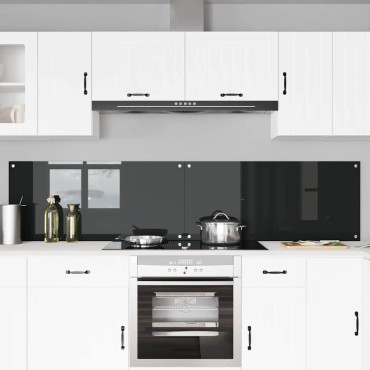 vidaXL Πλάτη κουζίνας 2 τμχ. Μαύρο 110 x 50 cm σκληρυμένο γυαλί