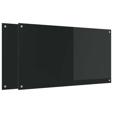 vidaXL Πλάτη κουζίνας 2 τμχ. Μαύρο 110 x 60 cm σκληρυμένο γυαλί