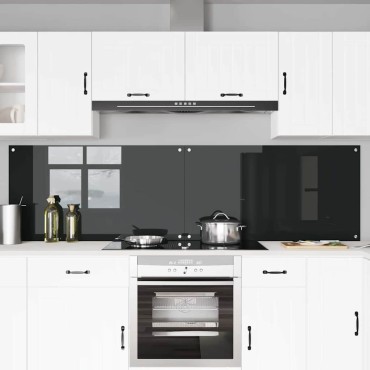 vidaXL Πλάτη κουζίνας 2 τμχ. Μαύρο 110 x 60 cm σκληρυμένο γυαλί