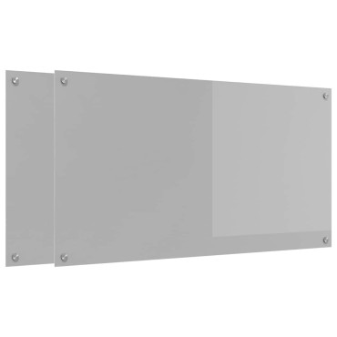 vidaXL Πλάτη κουζίνας 2 τμχ. Ανοιχτό γκρι 110 x 60 cm σκληρυμένο γυαλί