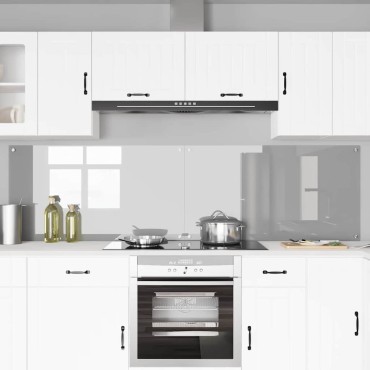vidaXL Πλάτη κουζίνας 2 τμχ. Ανοιχτό γκρι 110 x 60 cm σκληρυμένο γυαλί