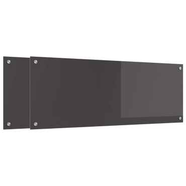 vidaXL Πλάτη κουζίνας 2 τμχ. Σκούρο Γκρι 110 x 40 cm σκληρυμένο γυαλί