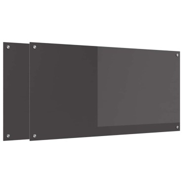 vidaXL Πλάτη κουζίνας 2 τμχ. Σκούρο Γκρι 120 x 60 cm σκληρυμένο γυαλί