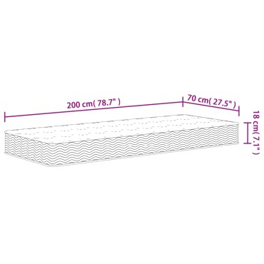 vidaXL Στρώμα με Bonnell Springs Μεσαία Σκληρότητα 70x200cm 1 τεμ. - Μονό