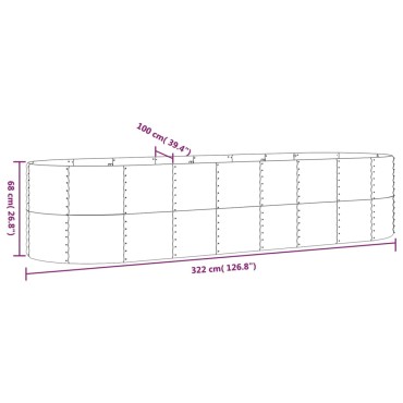 vidaXL Ζαρντινιέρα Καφέ 322x100x68 εκ. Γαλβανισμένος χάλυβας
