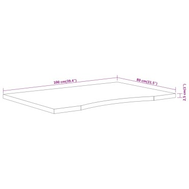 vidaXL Επιφάνεια Γραφείου Ορθογώνια 100x80x2,5cm Μασίφ Ξύλο Ακακίας