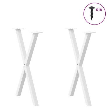 vidaXL Πόδια Τραπεζαρίας σε Σχήμα Χ, 2 τεμ. Λευκά 50x(72-73)cm Ατσάλι