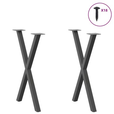 vidaXL Πόδια Τραπεζαρίας σε Σχήμα Χ 2 τεμ. Ανθρακί 50x(72-73)cm Ατσάλι