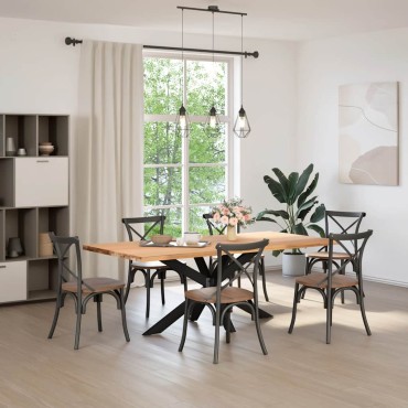 vidaXL Τραπεζαρία με Πόδια σε Σχήμα Αράχνης Μαύρο 150x78x(72-73)cm Ατσάλι