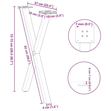 vidaXL Πόδια Τραπεζαρίας σε Σχήμα Χ, 2 τεμ. Λευκά 57x(72-73)cm Ατσάλι