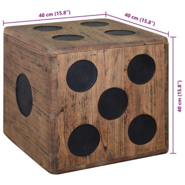 vidaXL Κουτί Αποθήκευσης Σχέδιο Ζάρι 40x40x40cm από Ξύλο Mindi 1 τεμ.