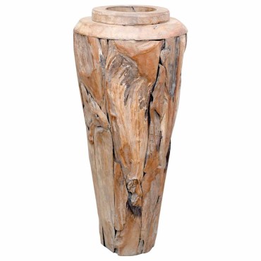 vidaXL Βάζο Διακοσμητικό 40 x 100 εκ. από Μασίφ Ξύλο Teak