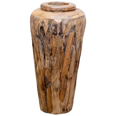 vidaXL Βάζο Διακοσμητικό 40 x 80 εκ. από Μασίφ Ξύλο Teak