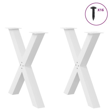 vidaXL Πόδια Τραπεζαρίας σε Σχήμα Χ, 2 τεμ. Λευκά 70x(72-73)cm Ατσάλι