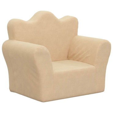 vidaXL Παιδικός καναπές Cream Soft Plush 54x34x45cm