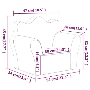 vidaXL Παιδικός καναπές Cream Soft Plush 54x34x45cm
