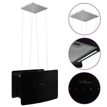vidaXL Απορροφητήρας Νησίδα Κρεμαστός Αφής με LCD από Ψημένο Γυαλί 55x37x(62-137)cm