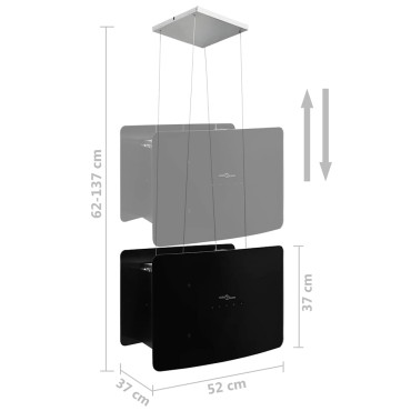 vidaXL Απορροφητήρας Νησίδα Κρεμαστός Αφής με LCD από Ψημένο Γυαλί 55x37x(62-137)cm