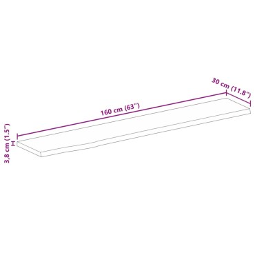 vidaXL Επιφάνεια Τραπεζιού 160x30x3,8cm Live Edge Μασίφ Ξύλο Μάνγκο 1 τεμ.