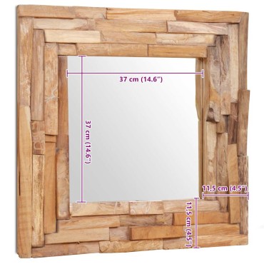 vidaXL Καθρέφτης Διακοσμητικός Τετράγωνος 60 x 60 εκ. από Ξύλο Teak