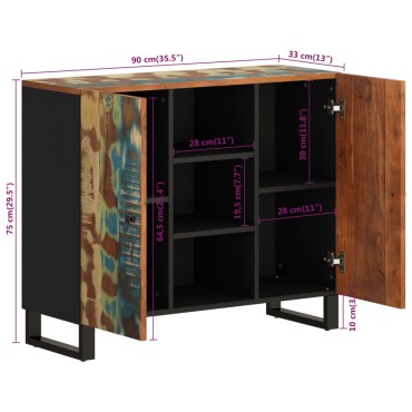 vidaXL Ντουλάπι με 2 Πόρτες 90x30x75cm από Μασίφ Ανακυκλωμένο Ξύλο 1 τεμ.