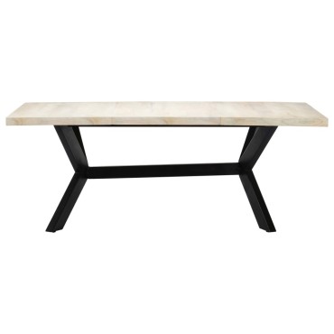 vidaXL Τραπεζαρία Λευκή 200x100x75cm από Μασίφ Ξύλο Μάνγκο 1 τεμ.