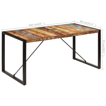 vidaXL Τραπεζαρία 160x80x75cm από Μασίφ Ανακυκλωμένο Ξύλο 1 τεμ.