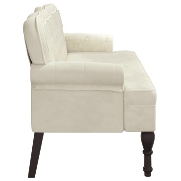 vidaXL Παγκάκι με Πλάτη Κρεμ 119,5x64,5x75cm Βελούδινο