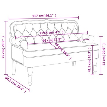 vidaXL Παγκάκι με Πλάτη Κρεμ 119,5x64,5x75cm Βελούδινο