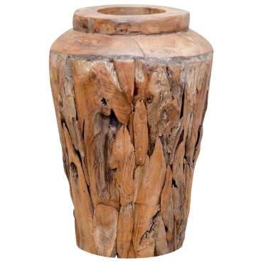 vidaXL Βάζο Διακοσμητικό 40 x 60 εκ. από Μασίφ Ξύλο Teak