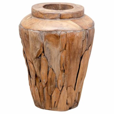 vidaXL Βάζο Διακοσμητικό 40 x 60 εκ. από Μασίφ Ξύλο Teak