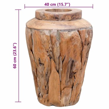 vidaXL Βάζο Διακοσμητικό 40 x 60 εκ. από Μασίφ Ξύλο Teak