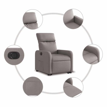 vidaXL Πολυθρόνα Ηλεκτρική Ανακλ.Taupe Υφασμάτινη 66x89,5x95,5cm 1 τεμ.