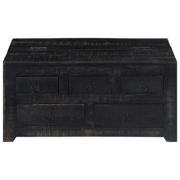 vidaXL Τραπεζάκι Σαλονιού Μαύρο 65x65x30cm από Μασίφ Ξύλο Μάνγκο 1 τεμ.