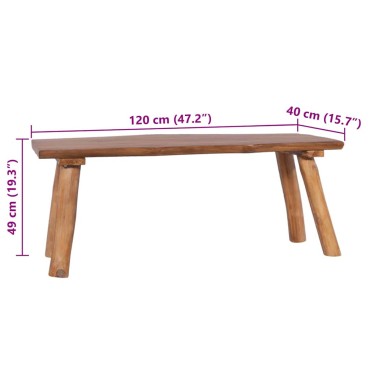vidaXL Πάγκος Κήπου από Μασίφ Ξύλο Teak 120x(35-40)x49cm 1 τεμ.