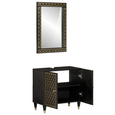 vidaXL Έπιπλα Μπάνιου Σετ 2 τεμ. από Μασίφ Ξύλο Μάνγκο 62x33x58cm