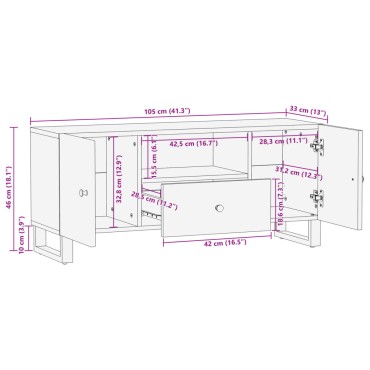 vidaXL Έπιπλο Τηλεόρασης 105x33,5x46cm Μασίφ Ανακυκλ. Ξύλο & Επ. Ξύλο