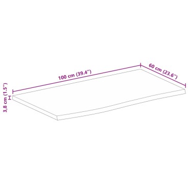 vidaXL Επιφάνεια Τραπεζιού 100x60x3,8cm Live Edge Μασίφ Ξύλο Μάνγκο 1 τεμ.
