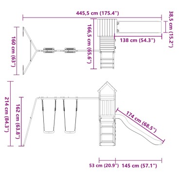 vidaXL Παιδική Χαρά Εξωτερικού Χώρου από Μασίφ Ξύλο Ψευδοτσούγκας