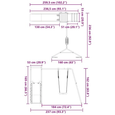 vidaXL Παιδική Χαρά Εξωτερικού Χώρου από Μασίφ Ξύλο Ψευδοτσούγκας