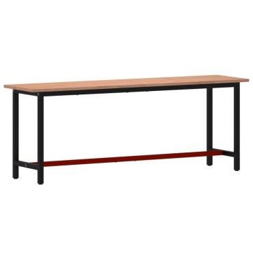 vidaXL Πάγκος Εργασίας 220x55x81,5εκ. από Μασίφ Ξύλο Οξιάς και Μέταλλο