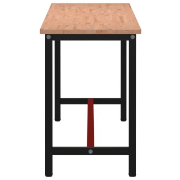 vidaXL Πάγκος Εργασίας 220x55x81,5εκ. από Μασίφ Ξύλο Οξιάς και Μέταλλο
