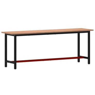 vidaXL Πάγκος Εργασίας 220x55x81,5εκ. από Μασίφ Ξύλο Οξιάς και Μέταλλο