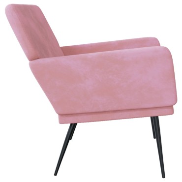 vidaXL Πάγκος Ροζ 108x79x79cm Βελούδινος 1 τεμ.